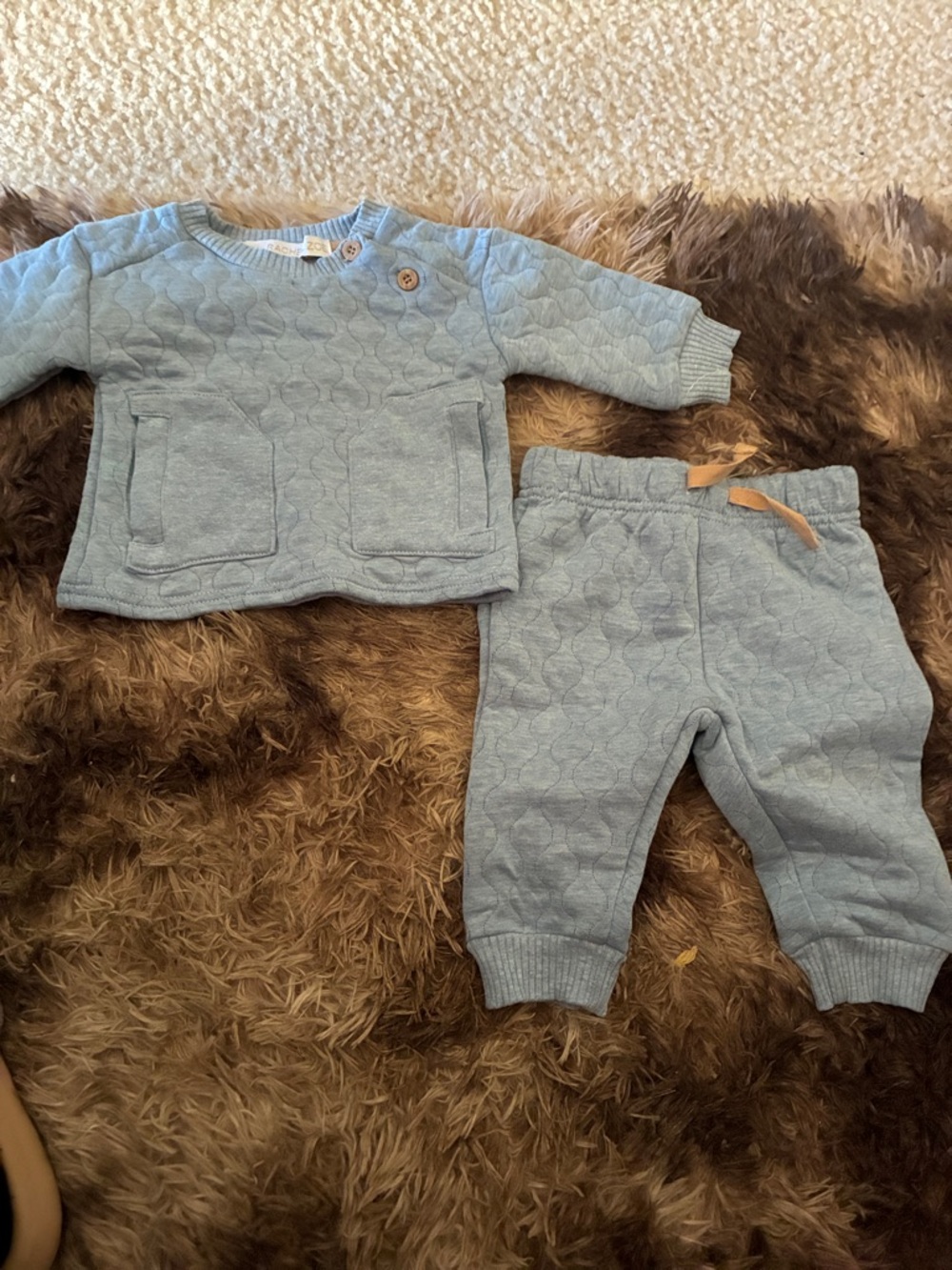Rachel Zoe Light Blue Quilted Two-Piece Matching Set